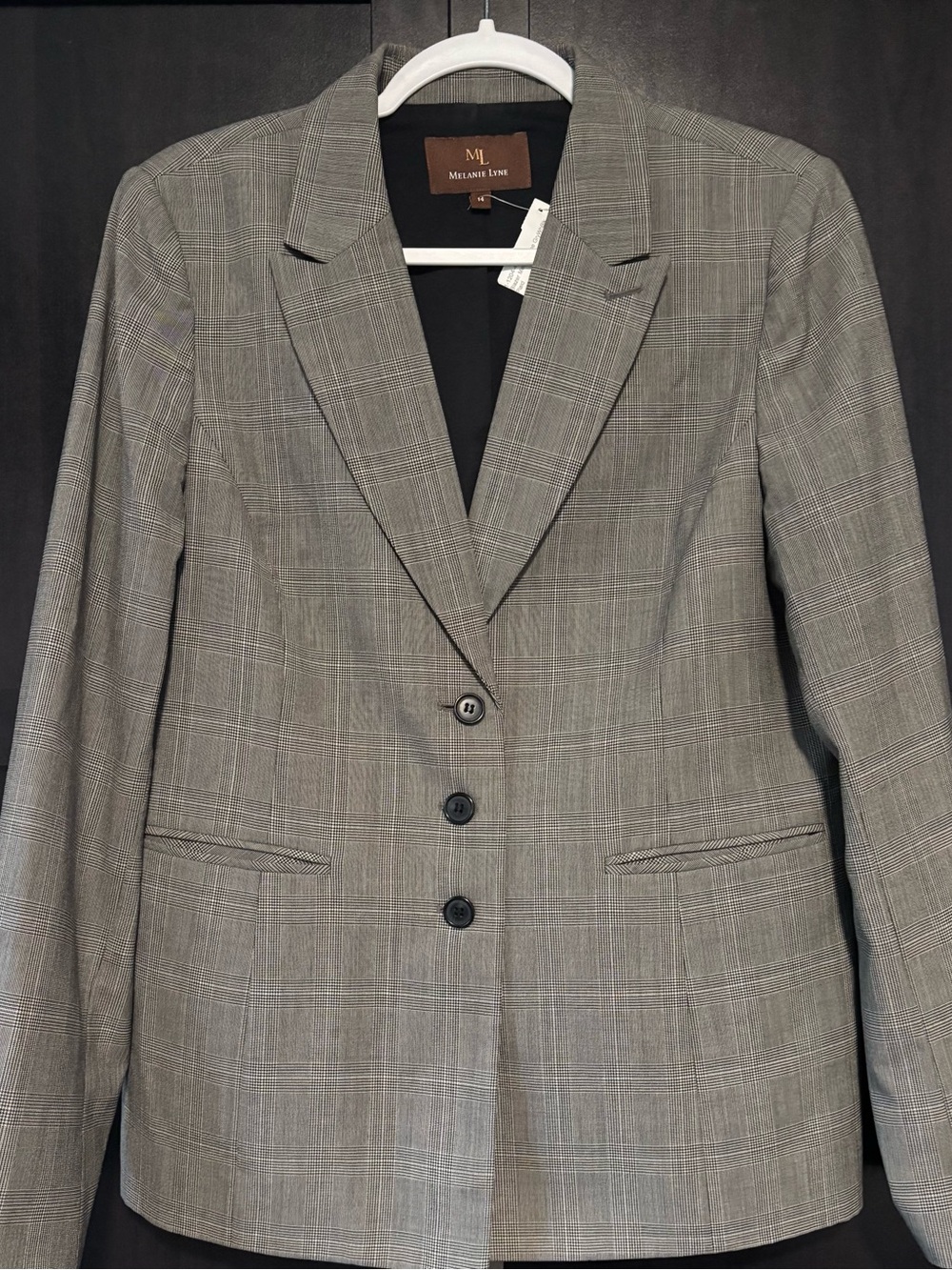 Melanie Lyne Women's Gray Plaid Tailored Blazer